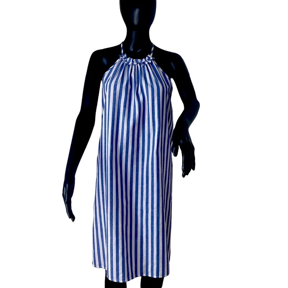 Shein Curve Blue and White Stripes Sleeveless Dress. Sz 1XL